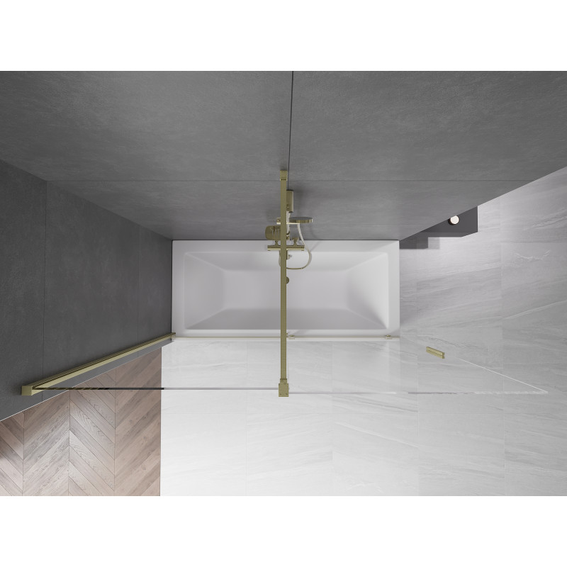 Mexen Velar, 2-flügelige Duschwand, 180 x 150 cm, transparent, gebürstet gold - 896-180-000-01-55