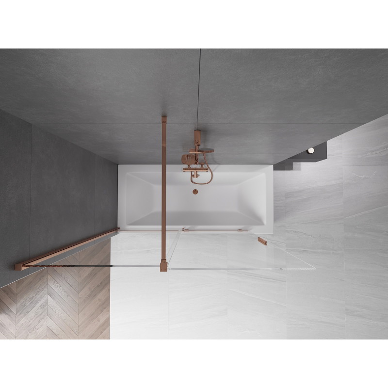 Mexen Velar 2-flügelige, verschiebbare Badewannenabtrennung 150 x 150 cm, transparent, Roségold - 896-150-000-01-60