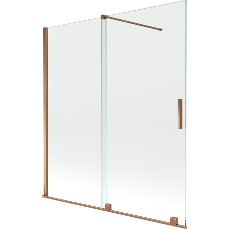 Mexen Velar 2-flügelige, verschiebbare Badewannenabtrennung 150 x 150 cm, transparent, Roségold - 896-150-000-01-60