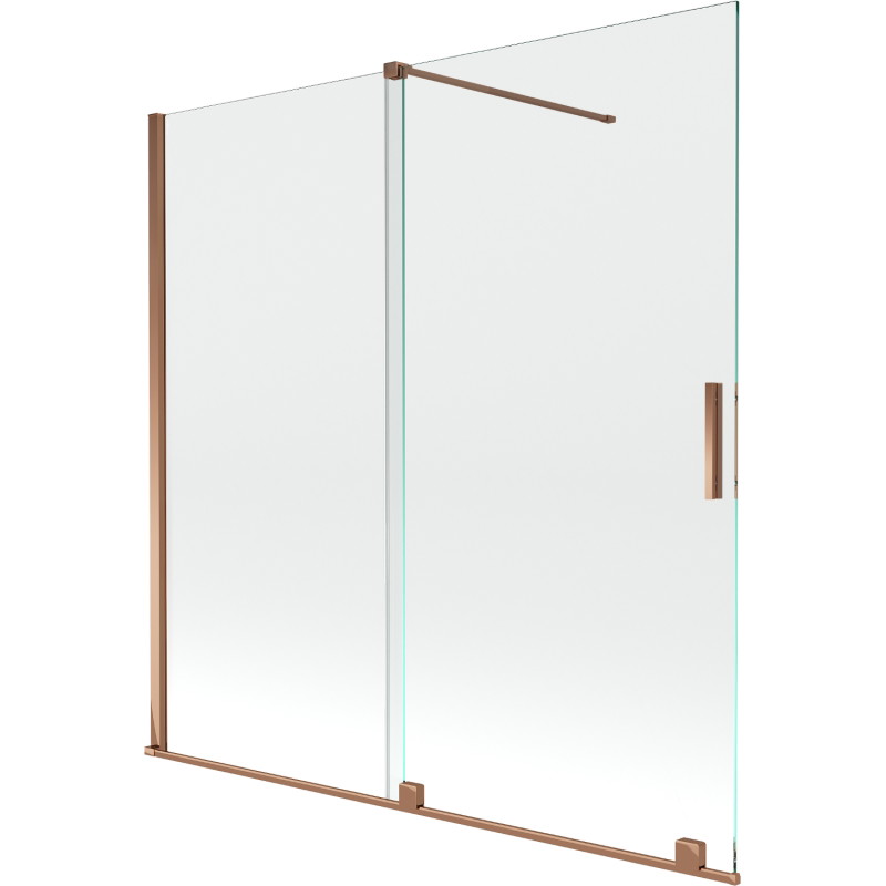 Mexen Velar 2-flügelige, verschiebbare Badewannenabtrennung 160 x 150 cm, transparent, Roségold - 896-160-000-01-60
