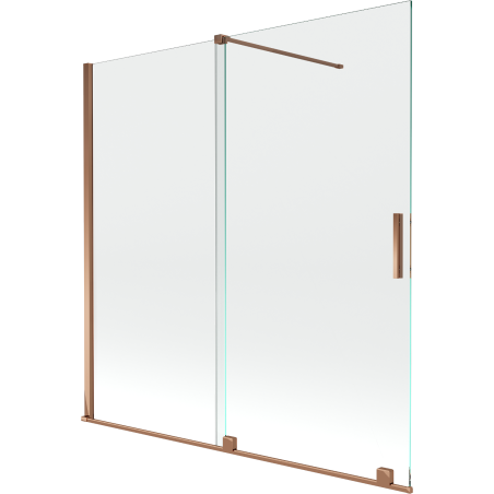 Mexen Velar 2-flügelige, verschiebbare Badewannenabtrennung 160 x 150 cm, transparent, Roségold - 896-160-000-01-60