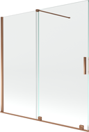 Mexen Velar 2-flügelige, verschiebbare Badewannenabtrennung 160 x 150 cm, transparent, roségold - 896-160-000-01-60