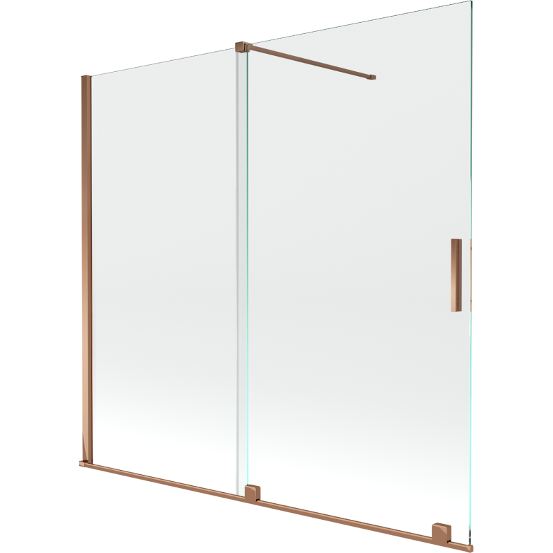 Mexen Velar Badewannenfaltwand 2-flügelig verschiebbar 170 x 150 cm, transparent, Roségold - 896-170-000-01-60