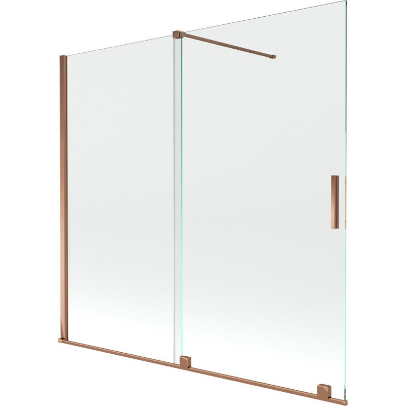 Mexen Velar zweiflügelige, schiebbare Badewannenabtrennung 170 x 150 cm, transparent, Roségold - 896-170-000-01-60