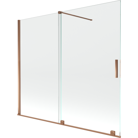 Mexen Velar 2-flügelige, schiebbare Badewannenfaltwand 180 x 150 cm, transparent, Roségold - 896-180-000-01-60