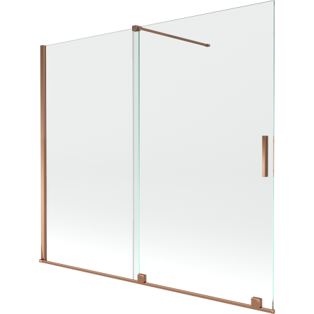 Mexen Velar Badewannenabtrennung 2-flügelig verschiebbar 180 x 150 cm, transparent, Roségold - 896-180-000-01-60