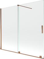 Mexen Velar Badewannenabtrennung 2-flügelig verschiebbar 180 x 150 cm, transparent, Roségold - 896-180-000-01-60