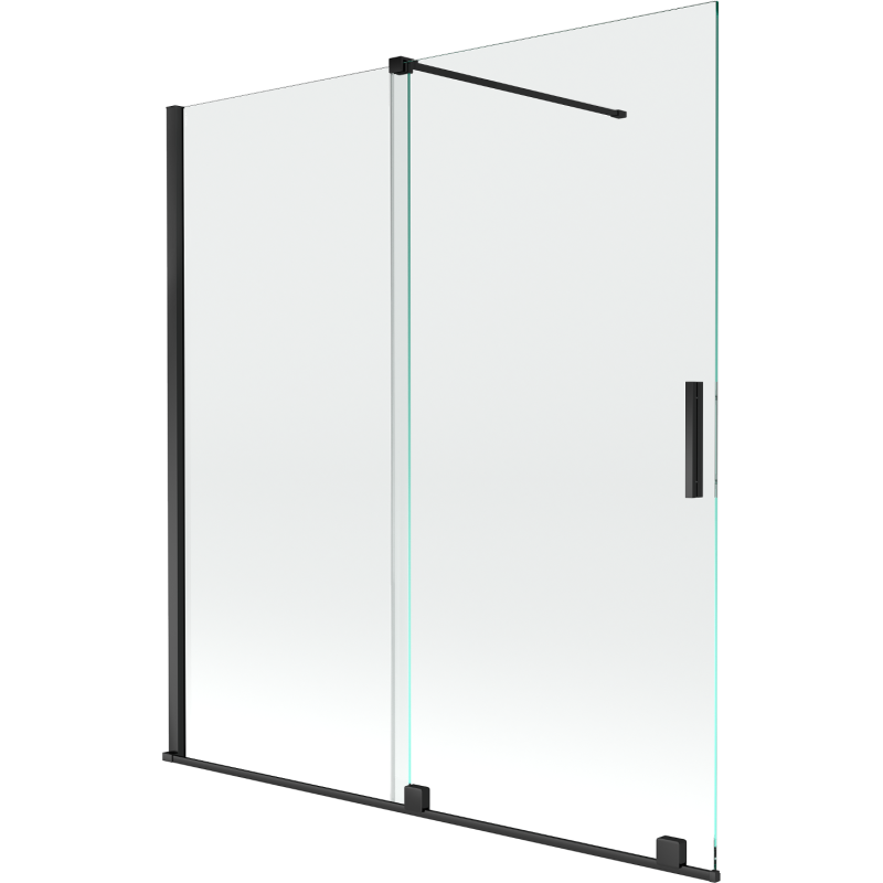 Mexen Velar Duschwand, 2-flügelig, verschiebbar, 150 x 150 cm, transparent, schwarz - 896-150-000-01-70