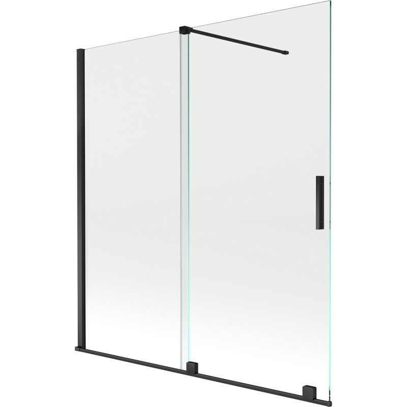 Mexen Velar zwei-flügelige, verschiebbare Badewannenfaltwand 150 x 150 cm, transparent, schwarz - 896-150-000-01-70