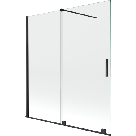 Mexen Velar Duschwand, 2-flügelig, verschiebbar, 150 x 150 cm, transparent, schwarz - 896-150-000-01-70