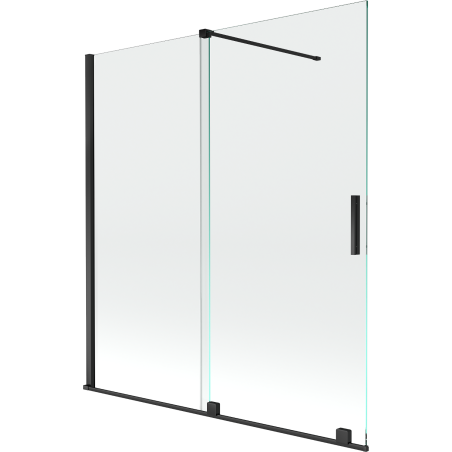 Mexen Velar zwei-flügelige, verschiebbare Badewannenfaltwand 150 x 150 cm, transparent, schwarz - 896-150-000-01-70