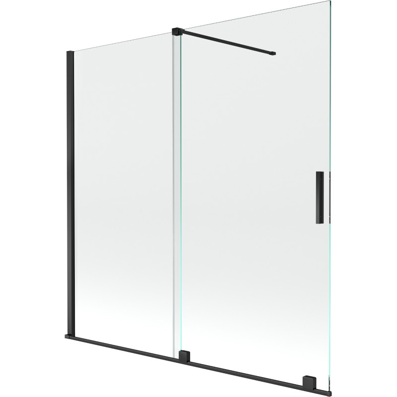 Mexen Velar zweiflügelige, verschiebbare Badewannenabtrennung 160 x 150 cm, transparent, schwarz - 896-160-000-01-70