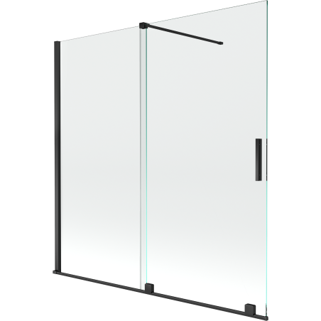 Mexen Velar zweiflügelige, verschiebbare Badewannenabtrennung 160 x 150 cm, transparent, schwarz - 896-160-000-01-70