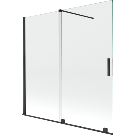 Mexen Velar zweitüriger, ausziehbarer Badewannenaufsatz 160 x 150 cm, transparent, schwarz - 896-160-000-01-70