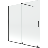 Mexen Velar zweitüriger, ausziehbarer Badewannenaufsatz 160 x 150 cm, transparent, schwarz - 896-160-000-01-70