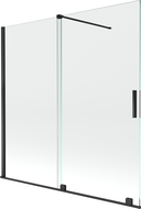 Mexen Velar zweitüriger, ausziehbarer Badewannenaufsatz 160 x 150 cm, transparent, schwarz - 896-160-000-01-70