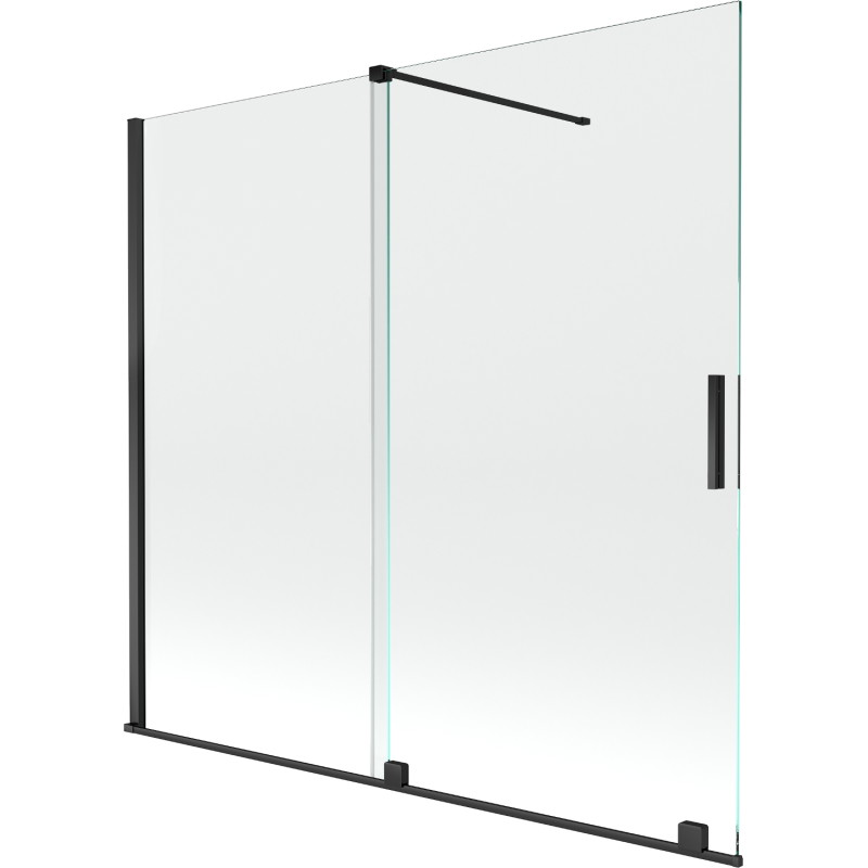 Mexen Velar 2-flügelige, verschiebbare Badewannenabtrennung 170 x 150 cm, transparent, schwarz - 896-170-000-01-70