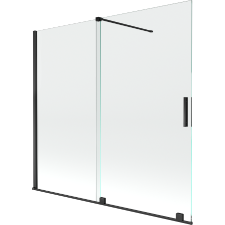 Mexen Velar 2-flügelige, verschiebbare Badewannenabtrennung 170 x 150 cm, transparent, schwarz - 896-170-000-01-70