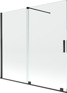 Mexen Velar 2-flügelige Badewannenfaltwand, verschiebbar 170 x 150 cm, transparent, schwarz - 896-170-000-01-70