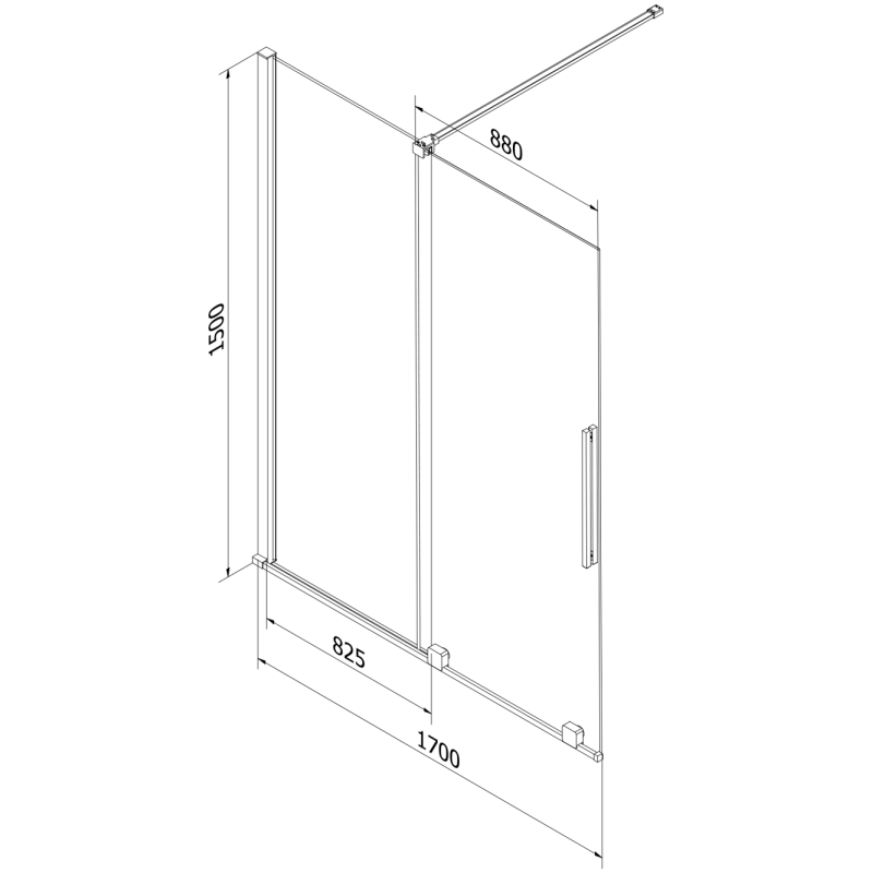 Mexen Velar 2-flügelige verschiebbare Badewannenwand 170 x 150 cm, transparent, schwarz - 896-170-000-01-70