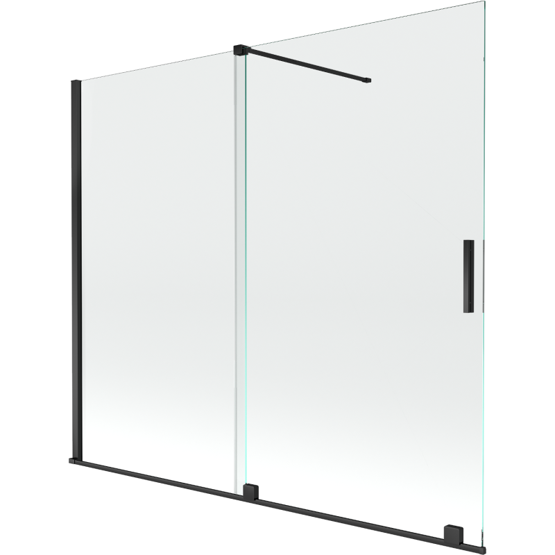 Mexen Velar Badewannenwand, 2-flügelig, verschiebbar, 180 x 150 cm, transparent, schwarz - 896-180-000-01-70