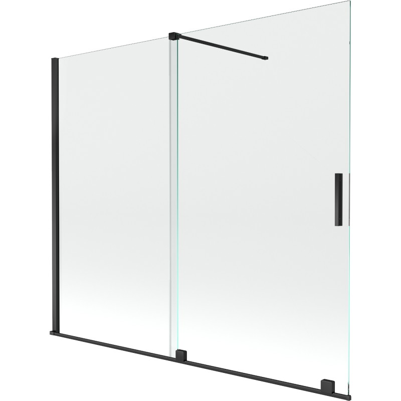 Mexen Velar Badezimmer-Paravent 2-flügelig, verschiebbar 180 x 150 cm, transparent, schwarz - 896-180-000-01-70
