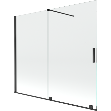 Mexen Velar 2-flügelige verschiebbare Badewannenabtrennung 180 x 150 cm, transparent, schwarz - 896-180-000-01-70