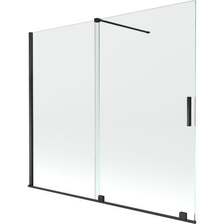 Mexen Velar Badewannenwand, 2-flügelig, verschiebbar, 180 x 150 cm, transparent, schwarz - 896-180-000-01-70