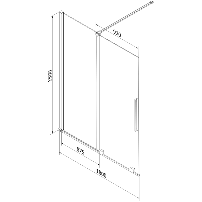 Mexen Velar Badewannenwand, 2-flügelig, verschiebbar, 180 x 150 cm, transparent, schwarz - 896-180-000-01-70