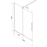 Mexen Velar Badewannenwand, 2-flügelig, verschiebbar, 180 x 150 cm, transparent, schwarz - 896-180-000-01-70