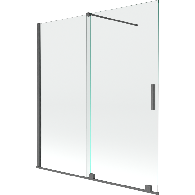 Mexen Velar 2-flügelige ausziehbare Badewannenabtrennung 150 x 150 cm, transparent, gebürstetes Gun Grey - 896-150-000-01-66