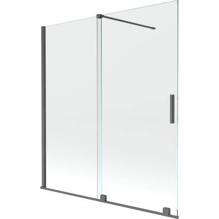 Mexen Velar 2-flügelige ausziehbare Badewannenabtrennung 150 x 150 cm, transparent, gebürstetes Gun Grey - 896-150-000-01-66
