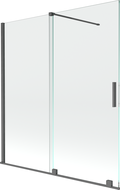 Mexen Velar 2-flügelige ausziehbare Badewannenabtrennung 150 x 150 cm, transparent, gebürstetes Gun Grey - 896-150-000-01-66