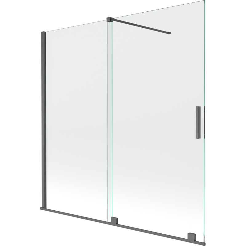 Mexen Velar Duschabtrennung 2-flügelig verschiebbar 160 x 150 cm, transparent, gebürstetes Gun Grau - 896-160-000-01-66