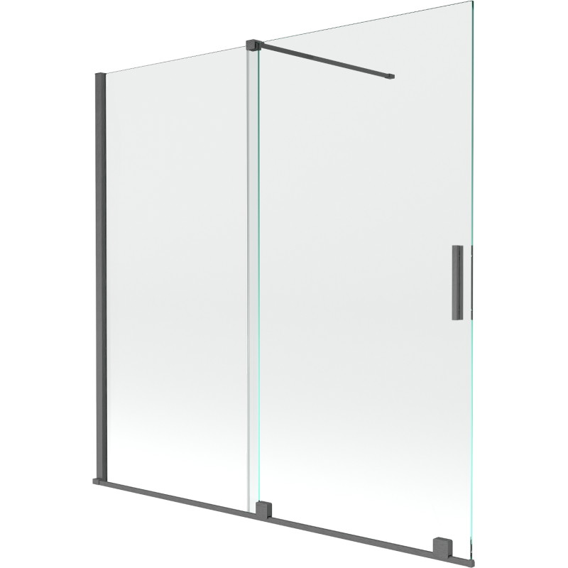 Mexen Velar zweiflügelige, ausziehbare Badewannenabtrennung 160 x 150 cm, transparent, gun gray gebürstet - 896-160-000-01-66