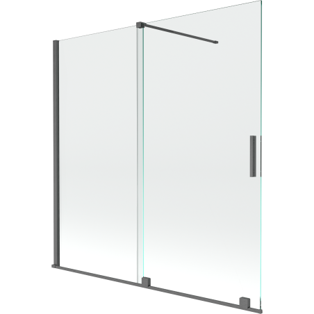Mexen Velar Duschabtrennung 2-flügelig verschiebbar 160 x 150 cm, transparent, gebürstetes Gun Grau - 896-160-000-01-66
