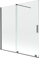 Mexen Velar Duschabtrennung 2-flügelig verschiebbar 160 x 150 cm, transparent, gebürstetes Gun Grau - 896-160-000-01-66
