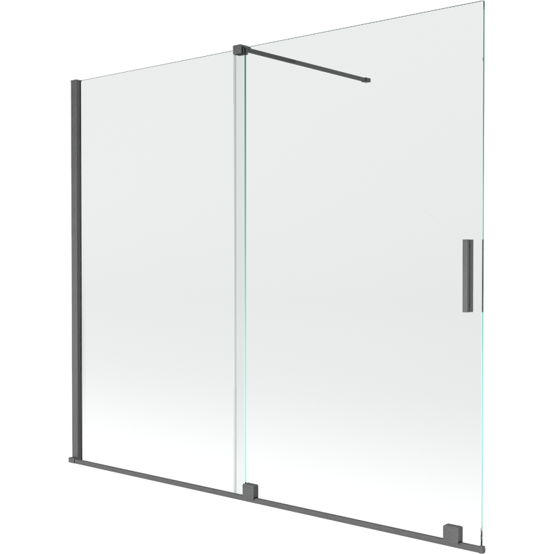 Mexen Velar Badewannen-Faltwand, 2-flügelig, Schiebetür, 180 x 150 cm, transparent, gebürstetes Gun Gray - 896-180-000-01-66