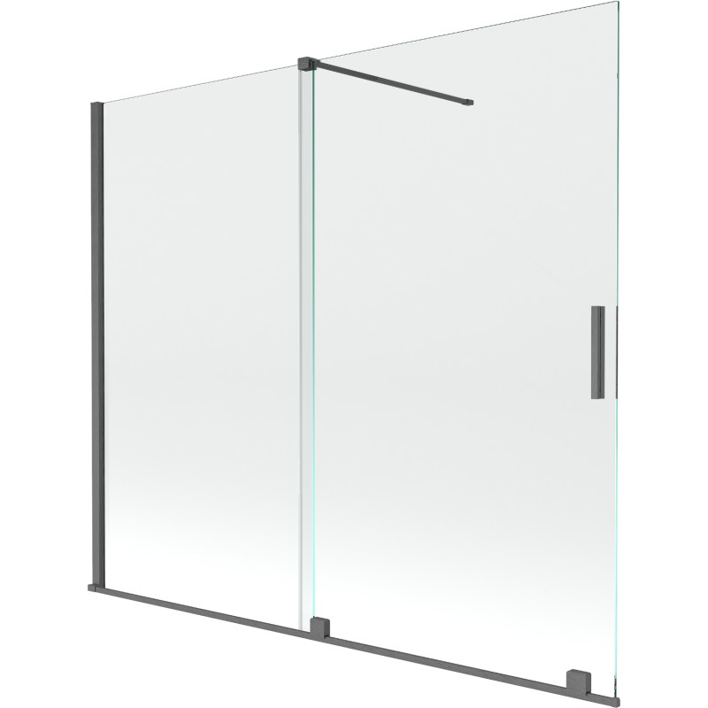Mexen Velar zweiflügelige Schiebewannenwand 180 x 150 cm, transparent, gebürstet im Farbton gun gray - 896-180-000-01-66