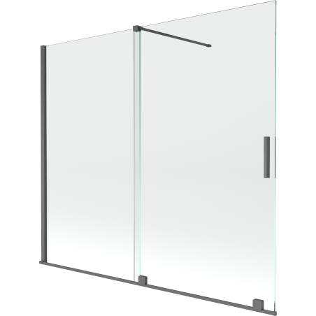 Mexen Velar Badewannen-Faltwand, 2-flügelig, Schiebetür, 180 x 150 cm, transparent, gebürstetes Gun Gray - 896-180-000-01-66