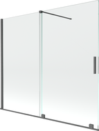 Mexen Velar Badewannen-Faltwand, 2-flügelig, Schiebetür, 180 x 150 cm, transparent, gebürstetes Gun Gray - 896-180-000-01-66