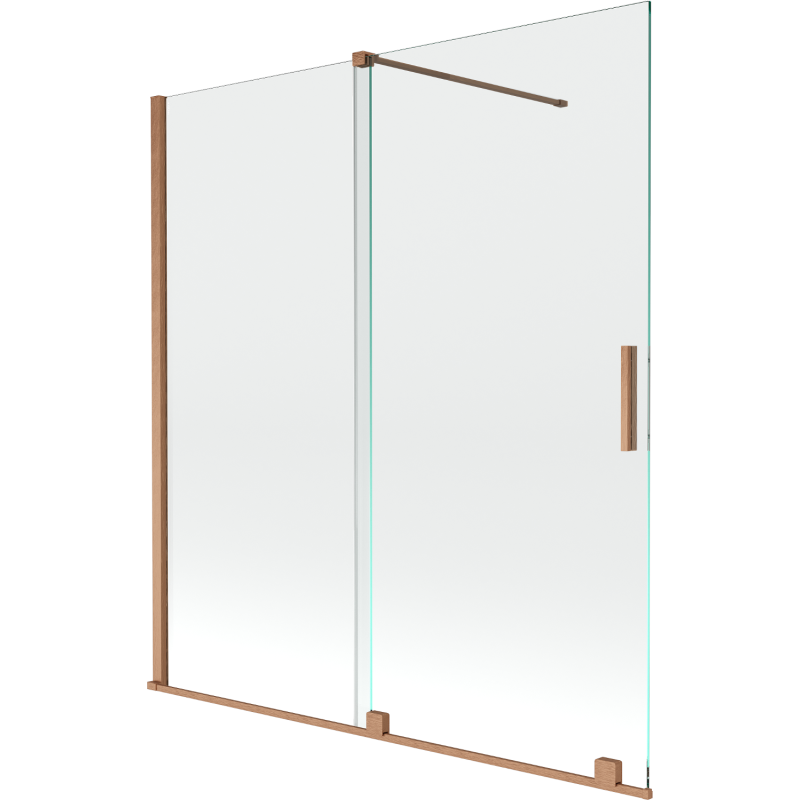 Mexen Velar Badewannenabtrennung 2-flügelig verschiebbar 150 x 150 cm, transparent, gebürstetes Kupfer - 896-150-000-01-65