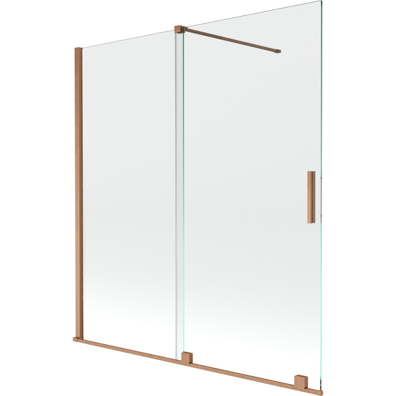 Mexen Velar zweiflügelige Badewannenfaltwand, verschiebbar, 150 x 150 cm, transparent, gebürstetes Kupfer - 896-150-000-01-65