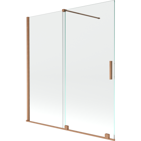 Mexen Velar zweiflügelige Badewannenfaltwand, verschiebbar, 150 x 150 cm, transparent, gebürstetes Kupfer - 896-150-000-01-65