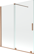 Mexen Velar Badewannenabtrennung 2-flügelig verschiebbar 150 x 150 cm, transparent, gebürstetes Kupfer - 896-150-000-01-65