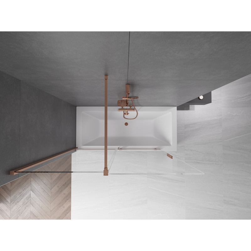 Mexen Velar Badewannenabtrennung 2-flügelig verschiebbar 150 x 150 cm, transparent, gebürstetes Kupfer - 896-150-000-01-65