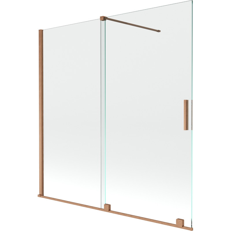 Mexen Velar 2-flügelige, verschiebbare Badewannenabtrennung 160 x 150 cm, transparent, gebürstetes Kupfer - 896-160-000-01-65
