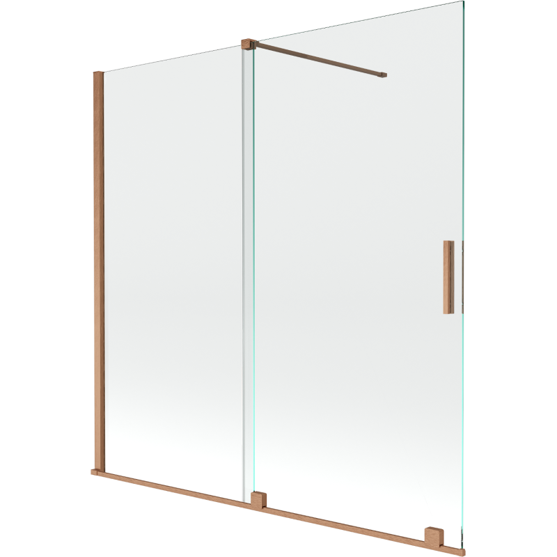 Mexen Velar Badewannenfaltwand 2-flügelig verschiebbar 160 x 150 cm, transparent, gebürstetes Kupfer - 896-160-000-01-65