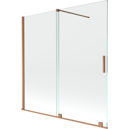 Mexen Velar Badewannenfaltwand 2-flügelig verschiebbar 160 x 150 cm, transparent, gebürstetes Kupfer - 896-160-000-01-65
