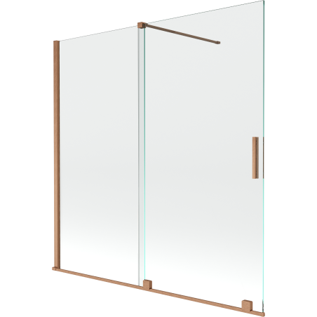 Mexen Velar zweiflügelige verschiebbare Badewannenabtrennung 160 x 150 cm, transparent, gebürstetes Kupfer - 896-160-000-01-65
